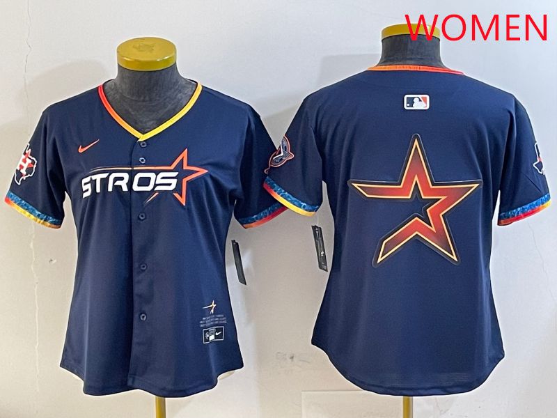 Women Houston Astros Blank Drak Blue Fourth generation Joint Name 2025 Nike MLB Jersey style 7